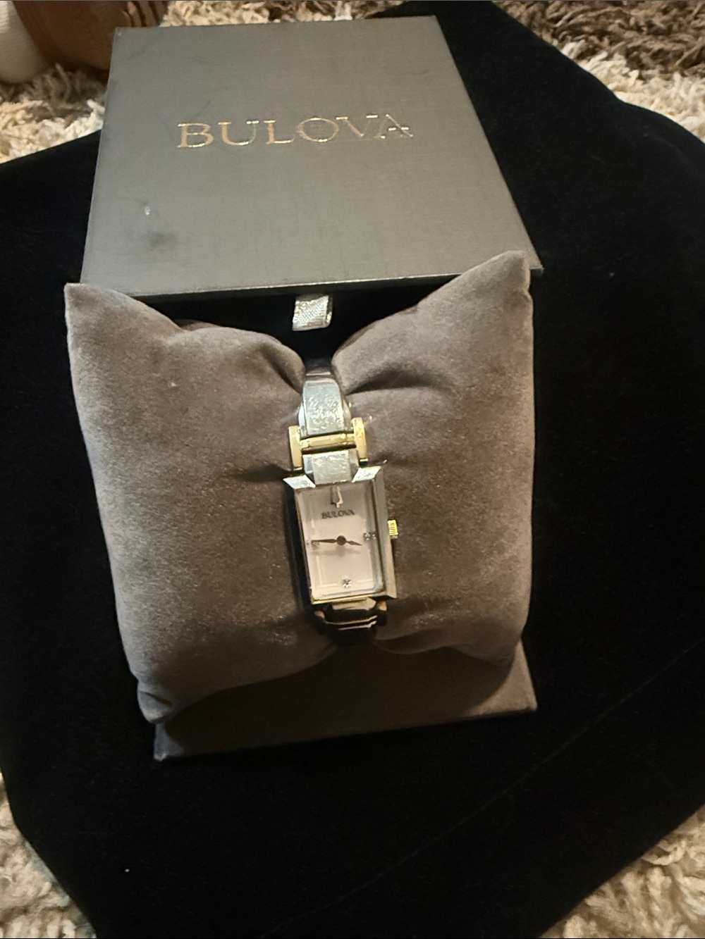 Bulova Men's Two-Tone Rectangle Dress Watch - Silver and Gold - Picture 1 of 4